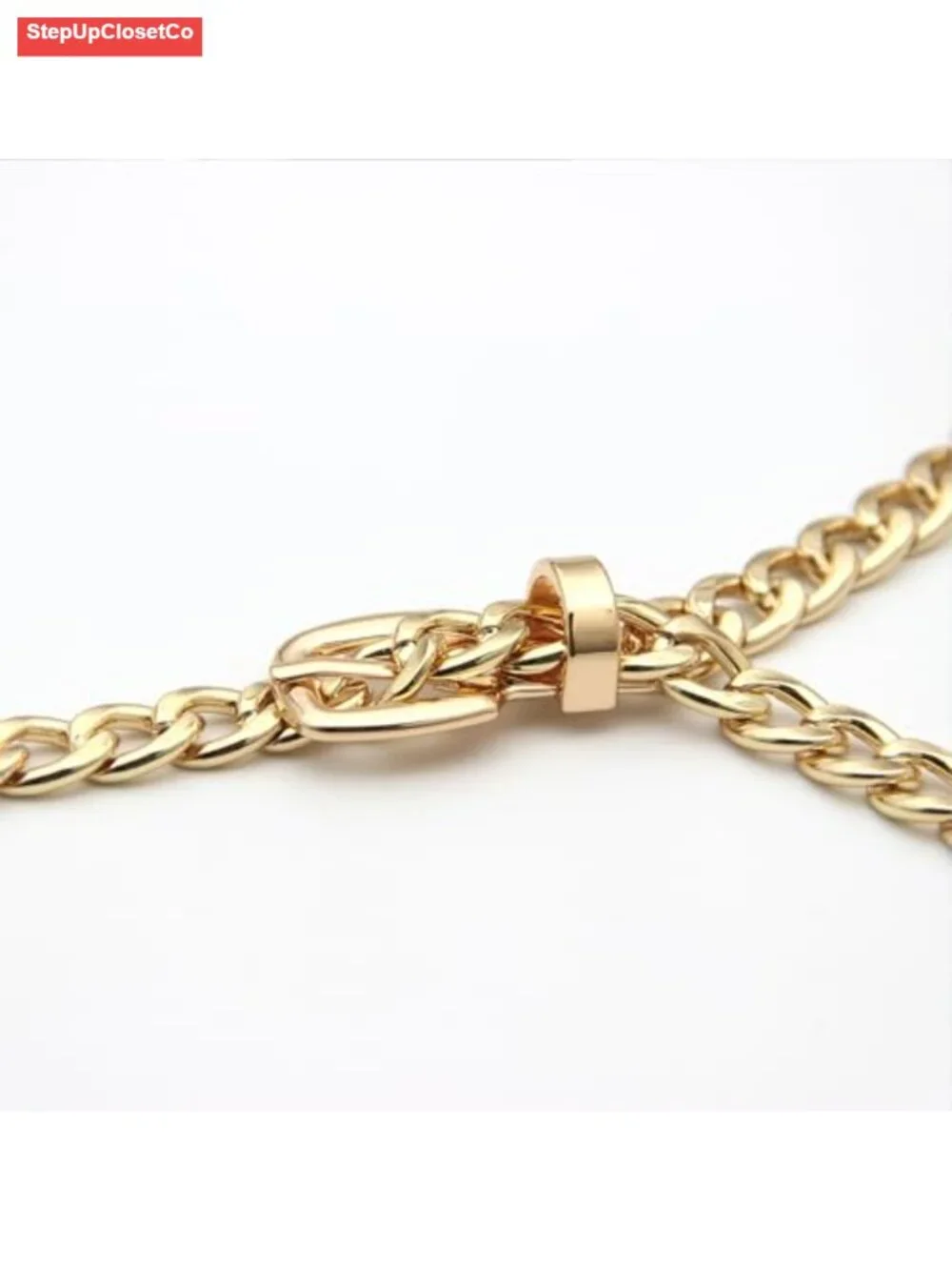 Chunky Cuban Link Chain Belt for Women, Adjustable Metal Waist Belt with Buckle